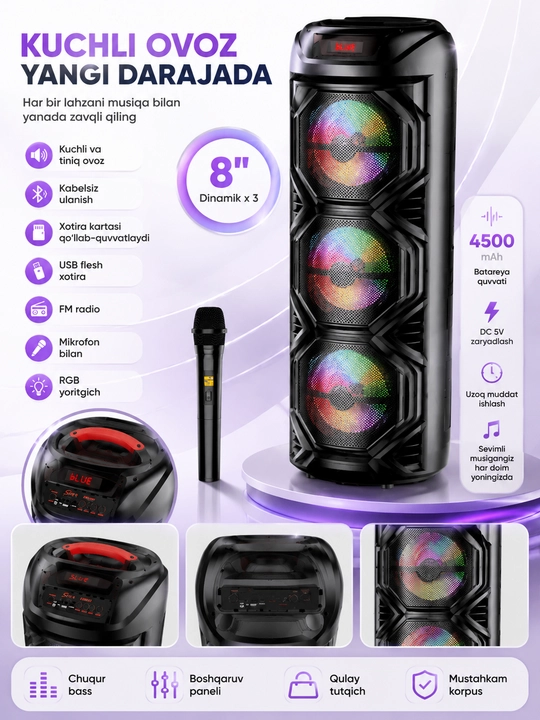 ZQS8301 kalonka — portativ Bluetooth speaker kuchli ovoz va bass bilan - 
