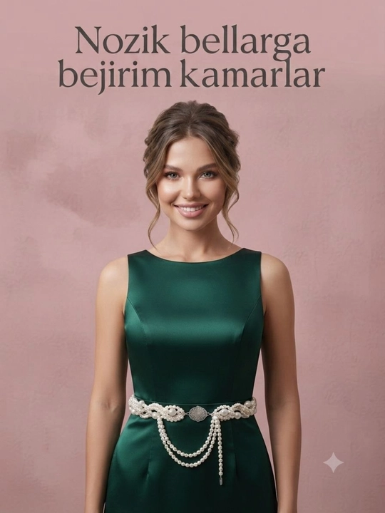 Marvaridli bel kamari, marvarid kamar bel kamari, marvariddan yasalgan ayollar kamari - 