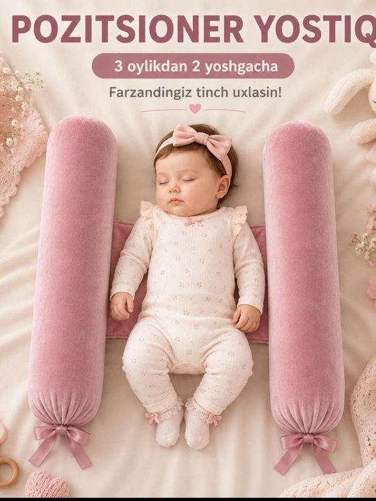 6 oydan 2yoshgacha chaqaloqlar va go'daklar uchun uyqu uchun pozitsioner yostiq 2ta bolish - 