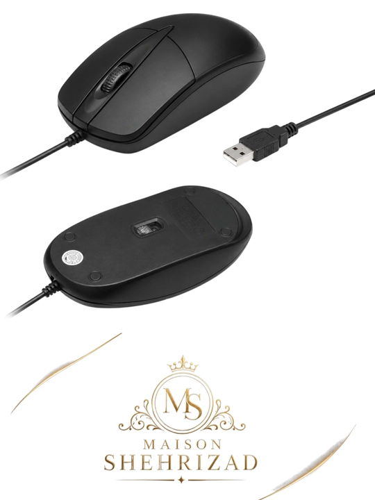 Проводная оптическая компьютерная мышь USB, черная - 