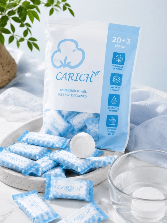 CARICH прессованные одноразовые полотенца 20+3 шт для путешествий и гигиены