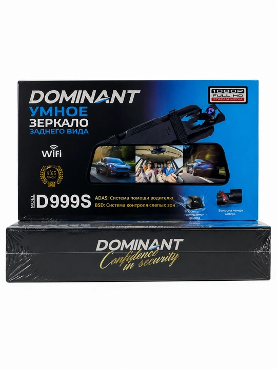 Videoregistrator DOMINANT D999S 4K Wi-Fi 3 kamerali 32GB fleshkali avtomobil uchun