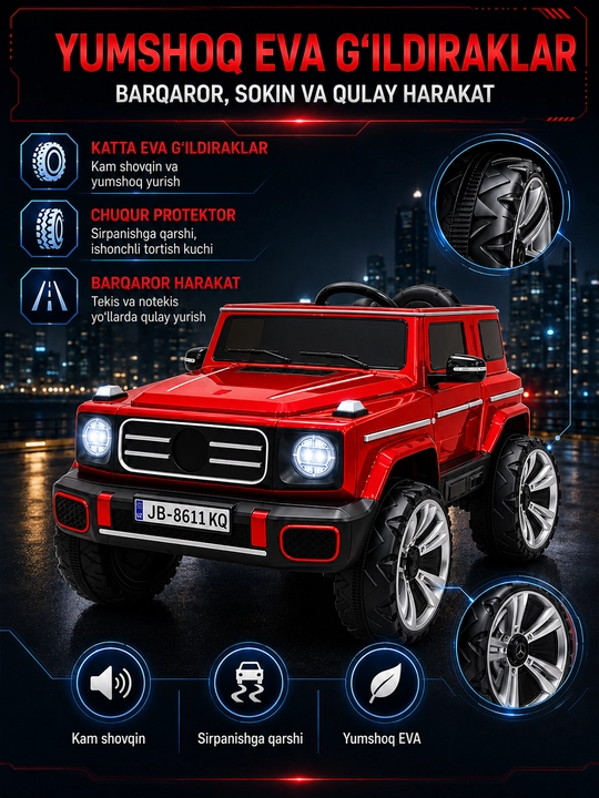 Детский электромобиль 24V 4×4, 4 мотора 550, LED, Bluetooth, управление через APP