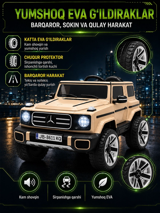 Детский электромобиль 24V 4×4, 4 мотора 550, LED, Bluetooth, управление через APP