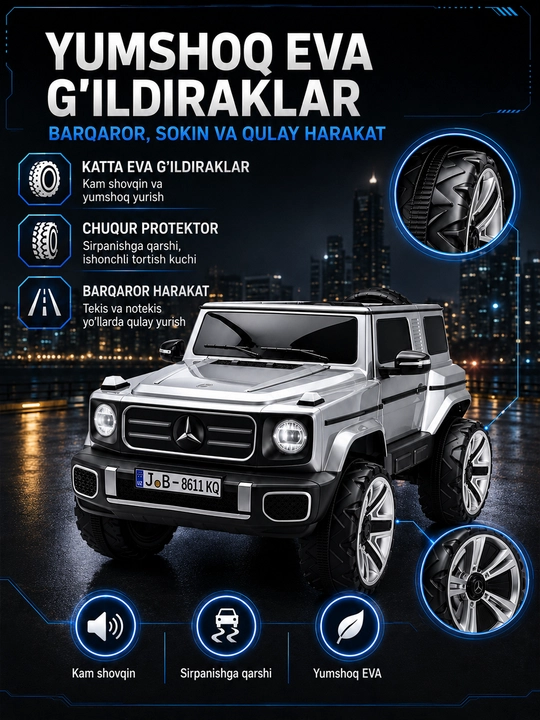 Детский электромобиль 24V 4×4, 4 мотора 550, LED, Bluetooth, управление через APP