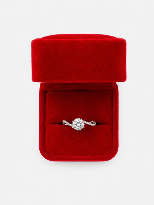 GRA Moissanite 1 karat toshli ayollar uzugi, 925 Proba Sterling kumush uzuk
