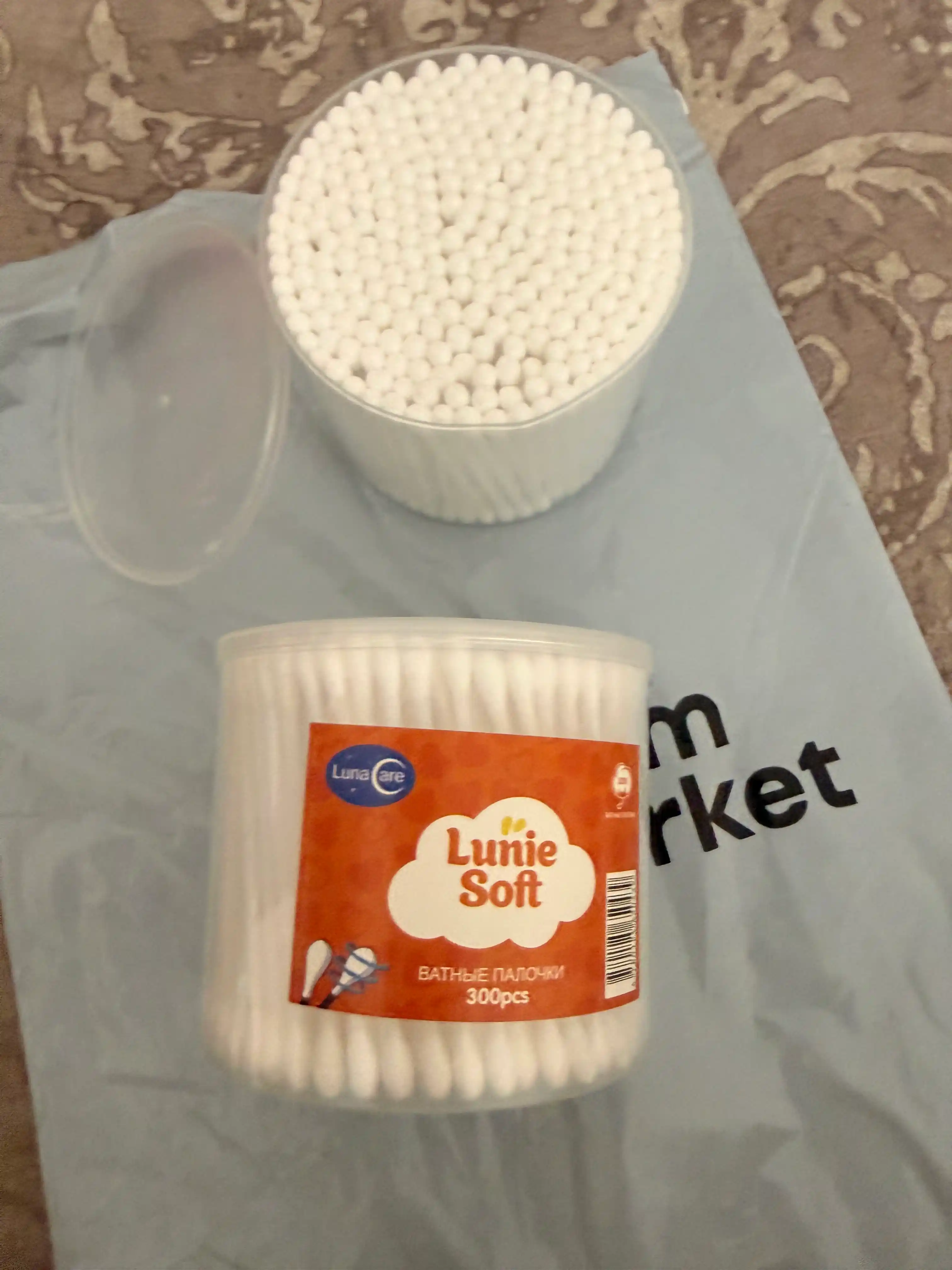 Ватные палочки Lunie Soft, 100% хлопок, гипоаллергенные, для косметики, 150/200/300 шт