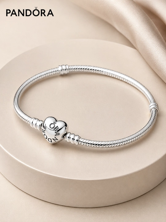 Браслет Pandora Moments 590719, серебро 925, застёжка-сердце - 