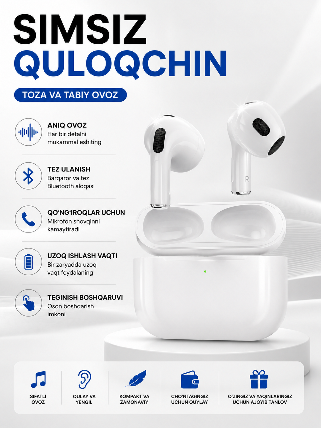 Simsiz quloqchinlar , Ar Pods 3, sensorli, Bluetooth - 