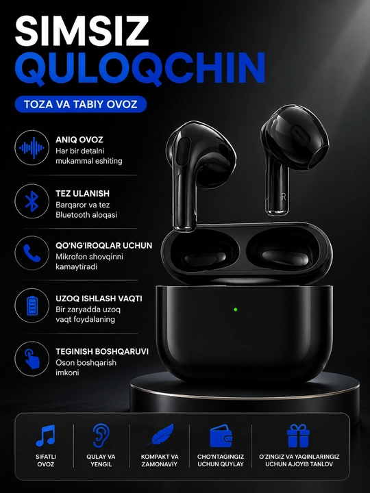 Беспроводные наушники  Ar Pods 3, Bluetooth, сенсорные - 