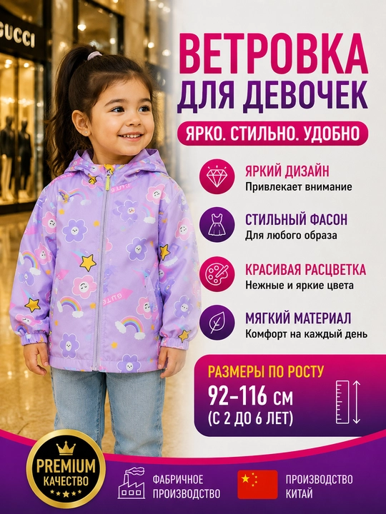 Qizlar uchun vetrovkalar, bahor-kuz uchun, 7 turda