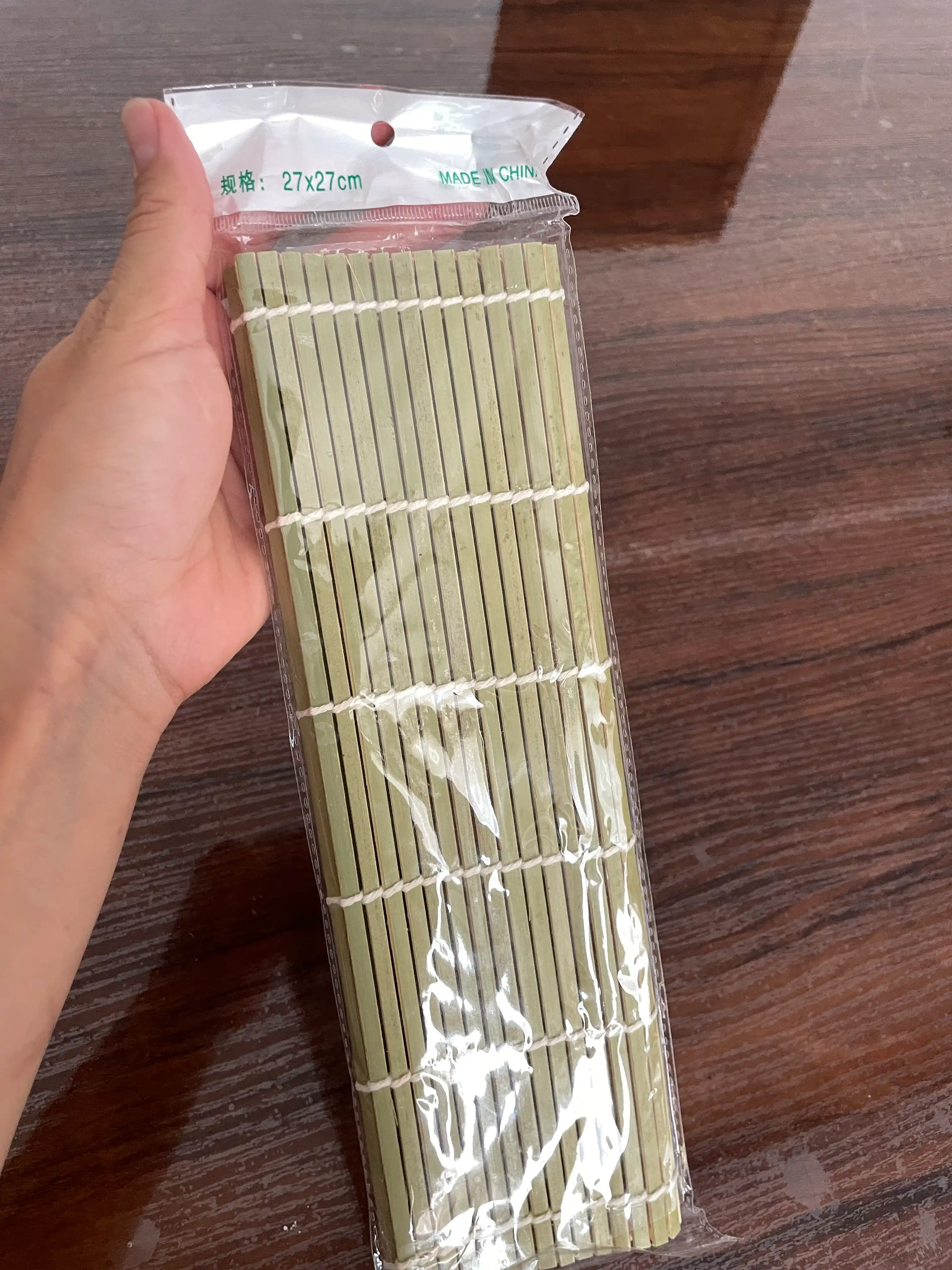 Sushi va roll tayyorlash uchun bambuk gilamcha 27×27 sm, 100% tabiiy bambuk, yashil