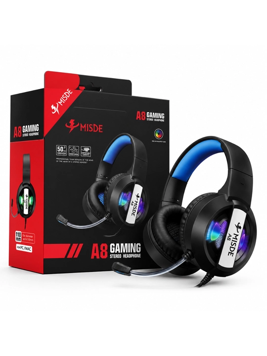 A8 Gaming Стерео Игровые Наушники с Микрофоном RGB LED для ПК, Ноутбука и Телефона