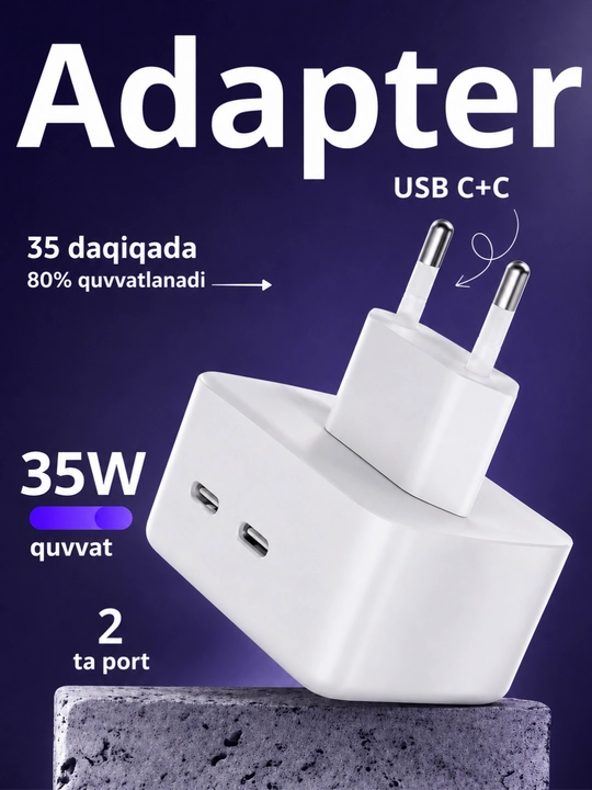 Power Adapter 35W USB-C + C tarmoq zaryadlovchisi - 