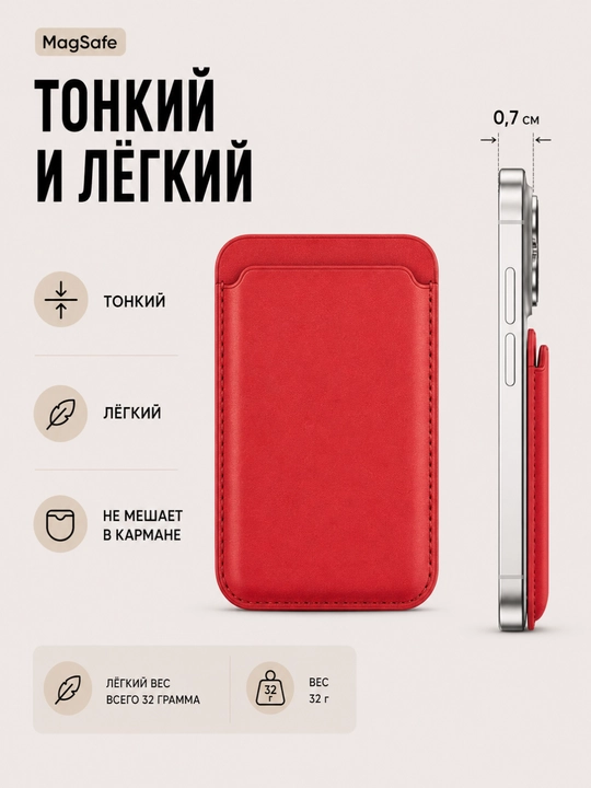 Держатель карт для iPhone MagSafe, магнитный кардхолдер, компактный
