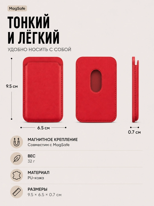 Держатель карт для iPhone MagSafe, магнитный кардхолдер, компактный