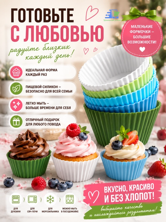 Silikon keks va maffin qoliplari, qayta foydalaniladigan pishirish qoliplari to‘plami