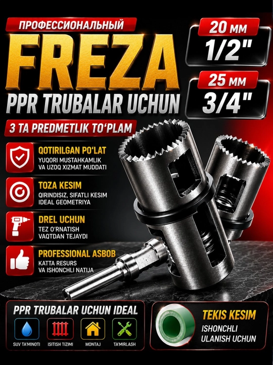 PPR quvur uchun rezba ochish frezasi to‘plami - 