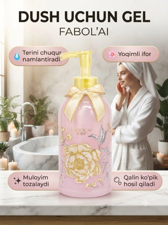 FABOLAI Xushbo'y dush geli, tana tozalovchi gel, kundalik foydalanish uchun