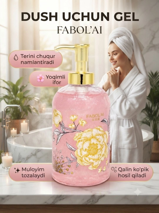 FABOLAI Xushbo'y dush geli, tana tozalovchi gel, kundalik foydalanish uchun - 