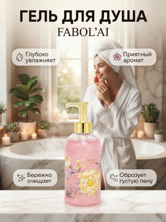 FABOLAI Xushbo'y dush geli, tana tozalovchi gel, kundalik foydalanish uchun
