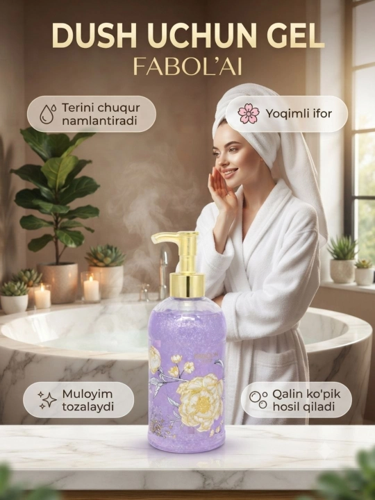 FABOLAI Xushbo'y dush geli, tana tozalovchi gel, kundalik foydalanish uchun