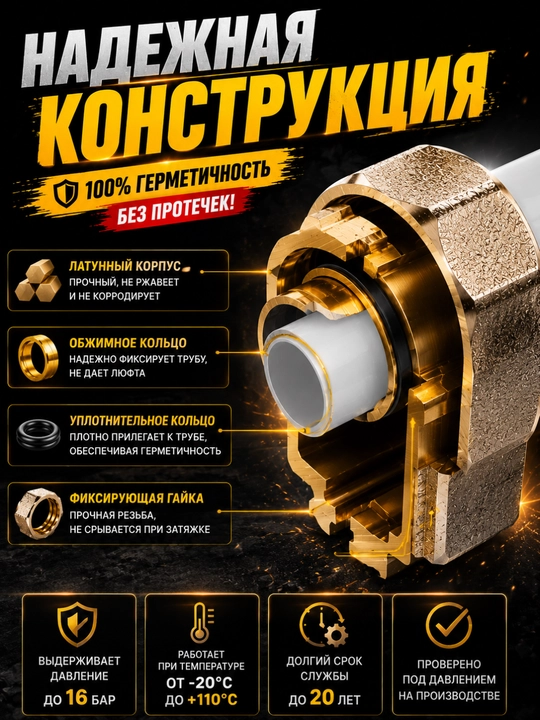 Соединительная компрессионная муфта для металлопластиковых труб