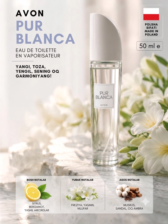 PURBLANKA ayollar xushbo'ylangan suvi Avon Polsha 50 ml - 