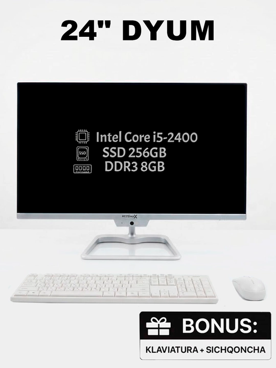 Monoblok 24/27 IPS, H61,  Intel Core i5,256GB,8GB DDR3, bonus - klaviatura va sichqoncha - 