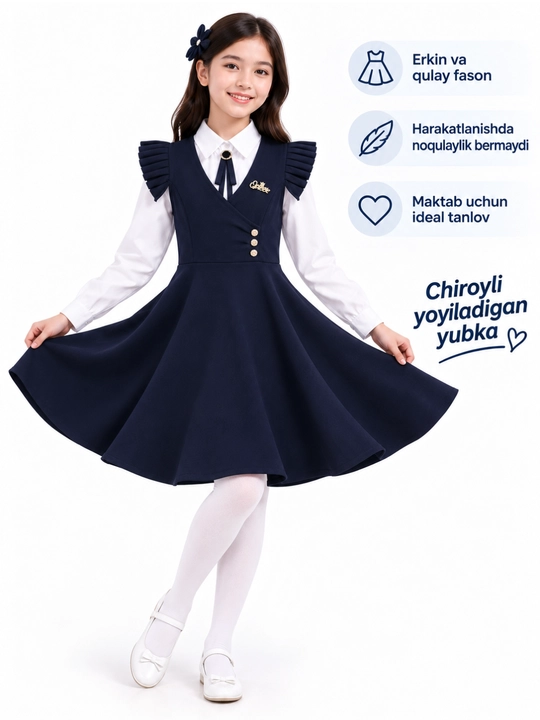 Школьный сарафан и белая блузка для девочек, комплект 2 предмета, 8–15 лет
