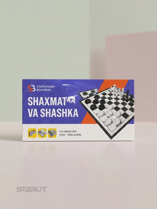Shaxmat va shashka 2 tasi 1 da, stol o‘yini, bolalar va kattalar uchun, 26 × 26 sm