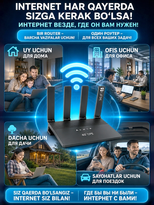 4G Wi-Fi роутер WR800 с SIM-картой, Wi‑Fi 6, интернет до 150 Мбит/с