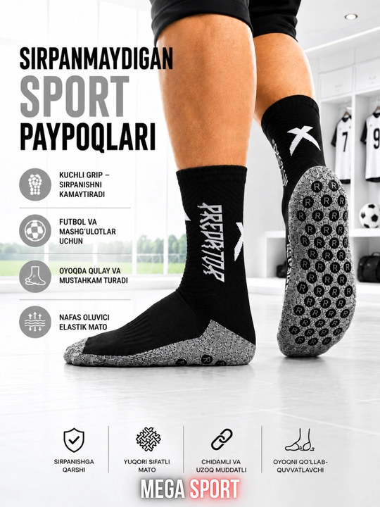 Professional futbol gedrilari, sirpanmaydigan gripli uzun sport paypoqlari - 