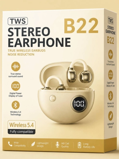 B22 TWS Simsiz Bluetooth Naushnik, Bluetooth 5.4, Zaryadlovchi Quti bilan - 