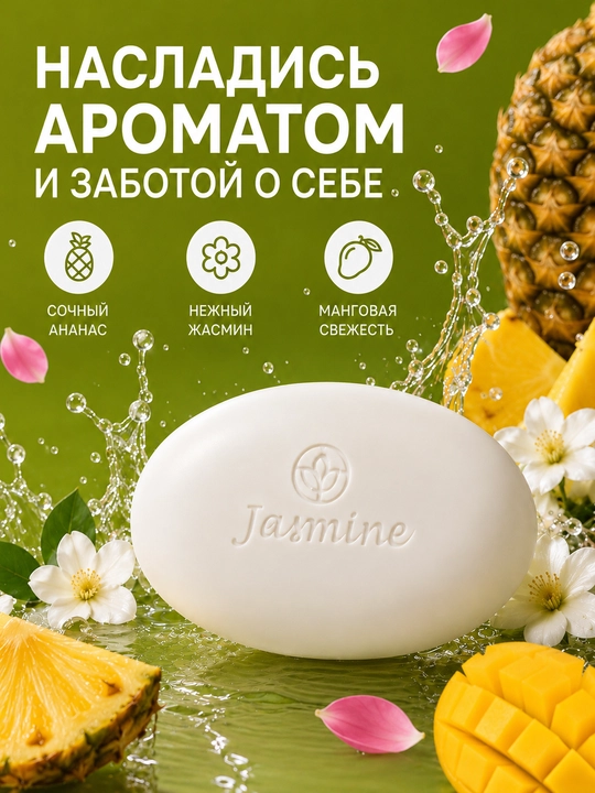 Jasmine Care kosmetik krem sovuni, aromatik ekstraktlar bilan, 208 g