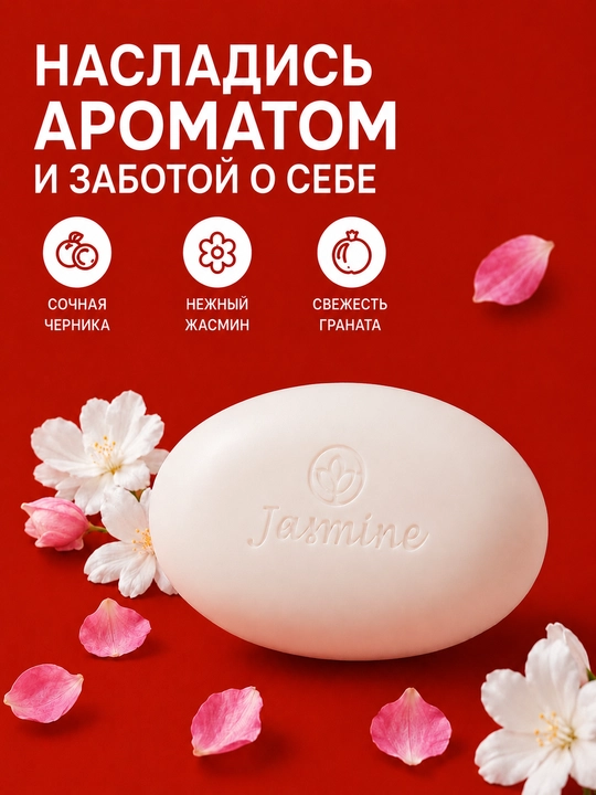 Jasmine Care kosmetik krem sovuni, aromatik ekstraktlar bilan, 208 g