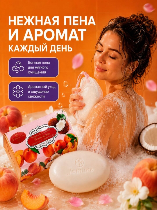 Jasmine Care kosmetik krem sovuni, aromatik ekstraktlar bilan, 208 g