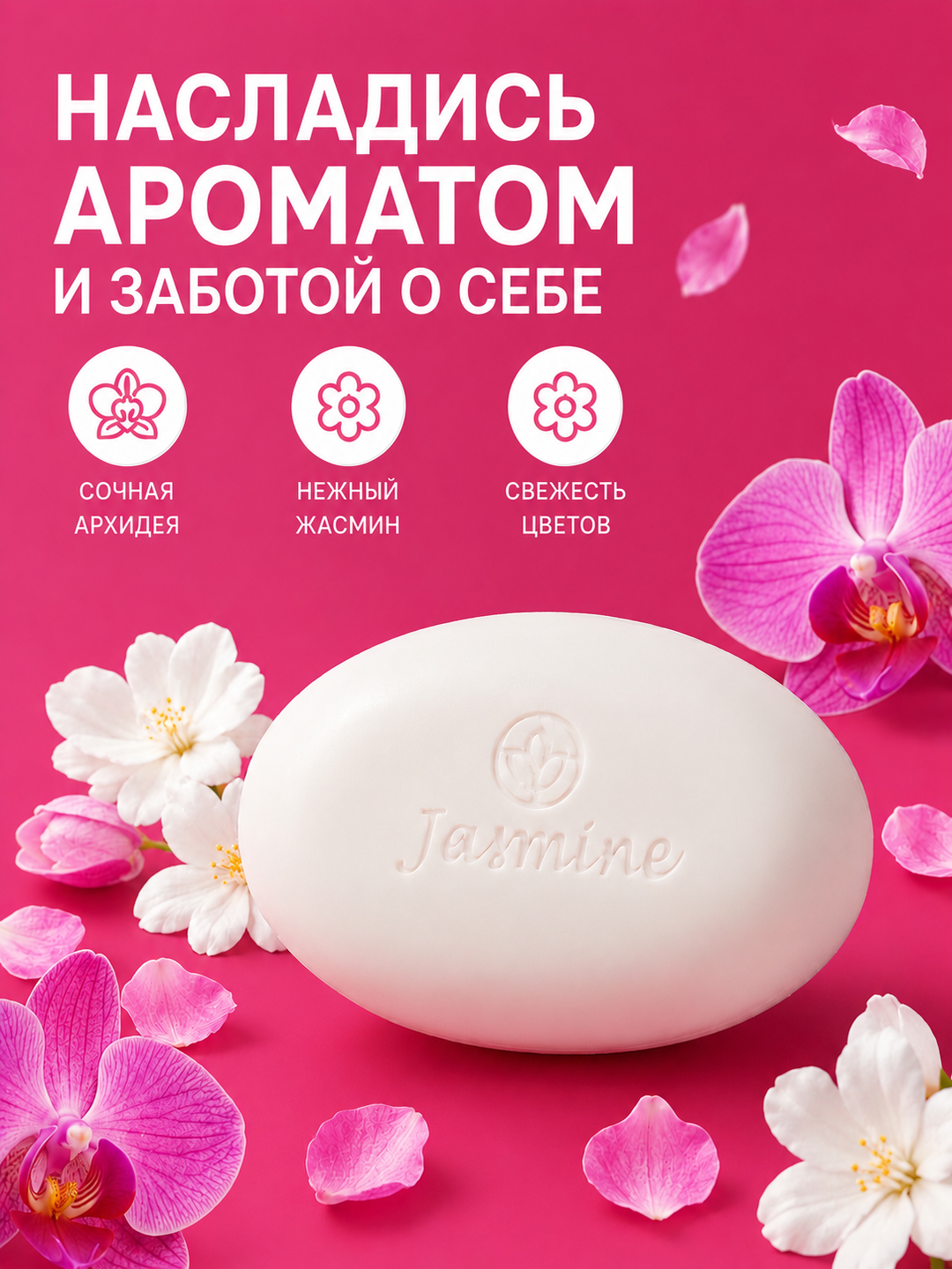 Jasmine Care kosmetik krem sovuni, aromatik ekstraktlar bilan, 208 g