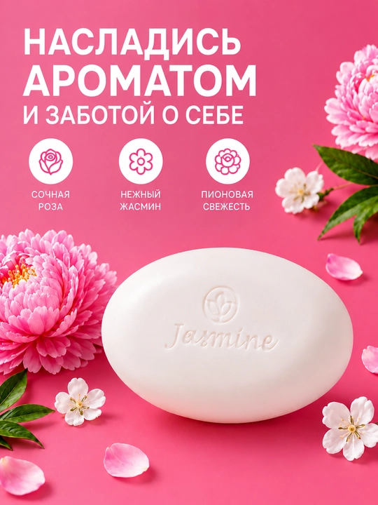 Jasmine Care kosmetik krem sovuni, aromatik ekstraktlar bilan, 208 g