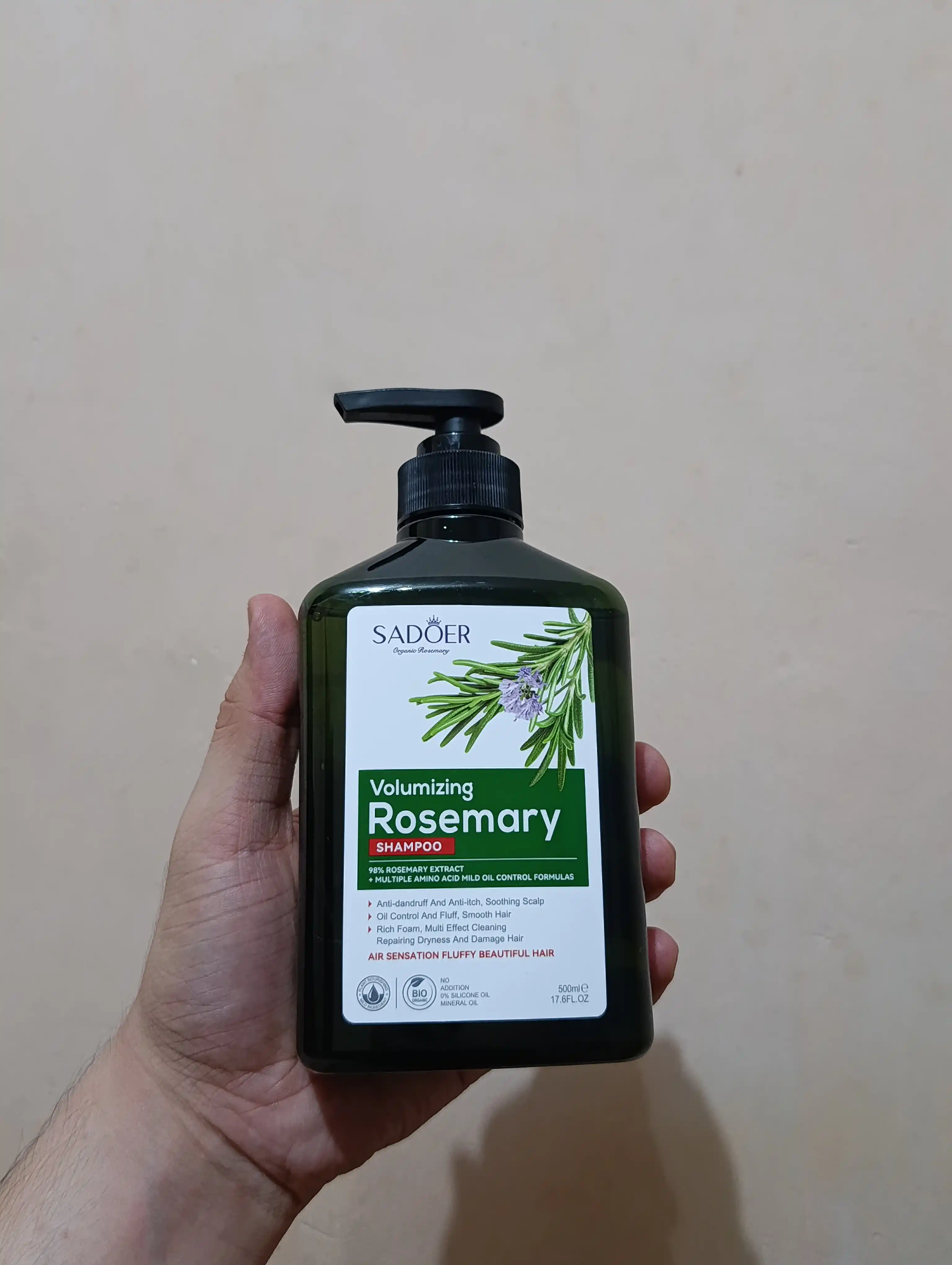 Soch o'stiradigan va mustahkamlaydigan rozmarinli shampun, 500 ml