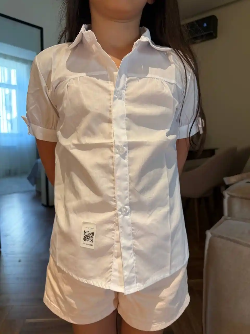 Qizlar uchun qisqa yengli maktab oq ko‘ylagi, 3 xil model