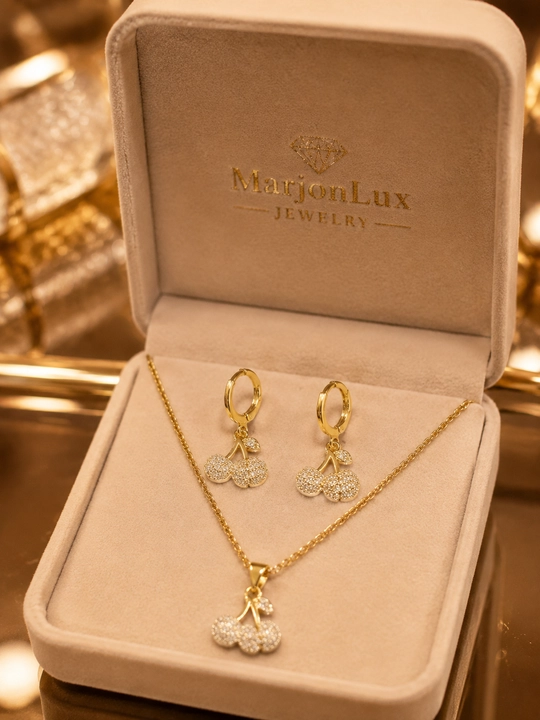 Комплект украшений, Van Cleef, для девочек, кулон и серьги, с фианитами