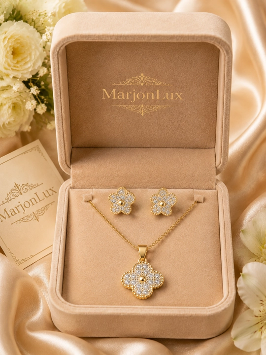 Комплект украшений, Van Cleef, для девочек, кулон и серьги, с фианитами