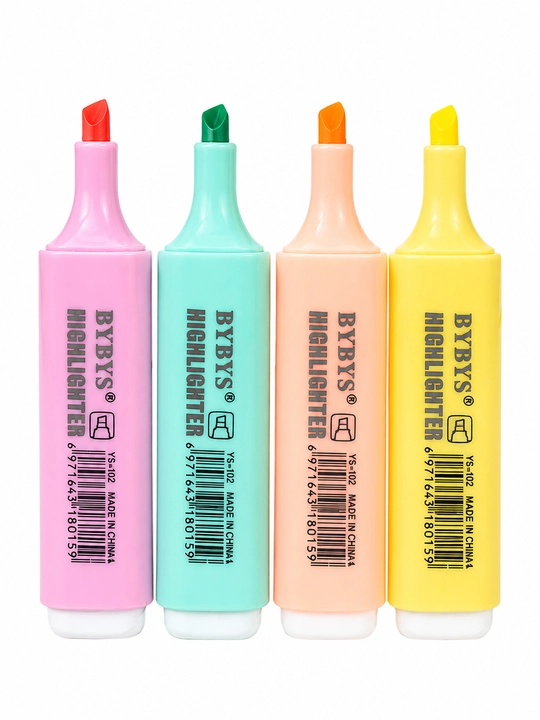 BYBYS pastel matn ajratgichlar to‘plami 4 rang qiyshiq uchli