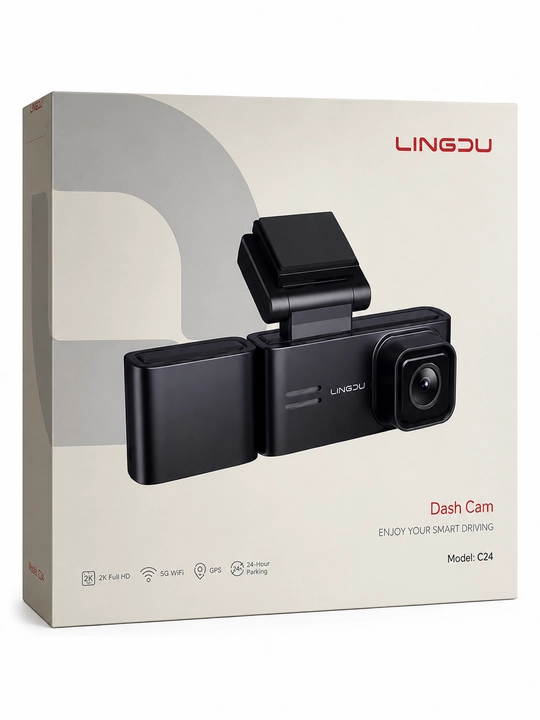 Videoregistrator LINGDU Dash Cam C34 3.18 dyuymli, 3 kamerali, 4K/2K/1080P, WiFi va GPSli