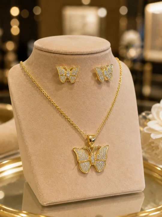 Комплект украшений, Van Cleef, для девочек, кулон и серьги, с фианитами