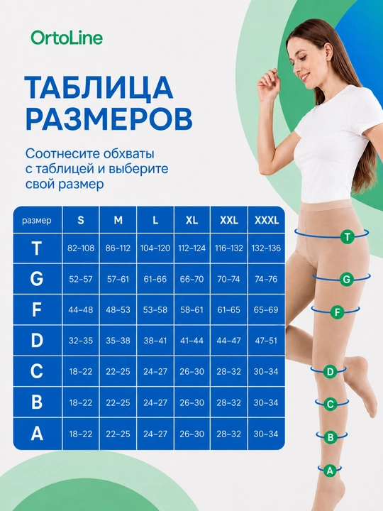 Varikozga qarshi kompression kiyim, ochiq barmoqli, 2-sinf