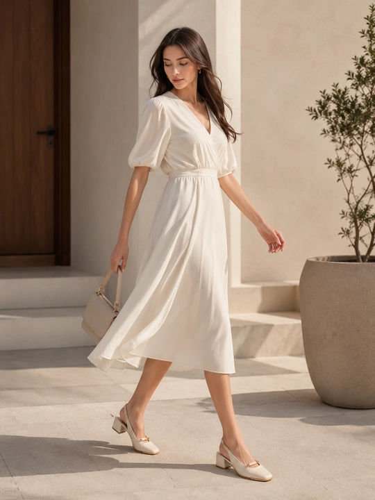 Ayollar uchun elegant slingback tufli, kvadrat burunli, poshnali, bezakli model