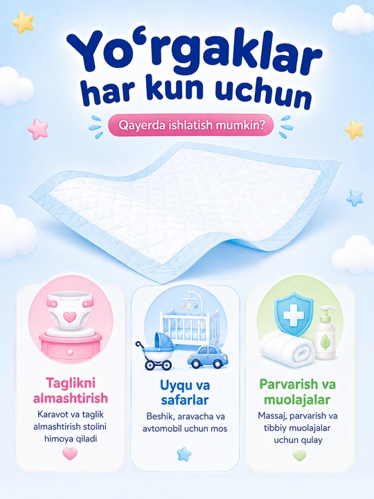 Пеленки одноразовые, впитывающие, 60х90 см, 30 шт, детские, для новорожденных