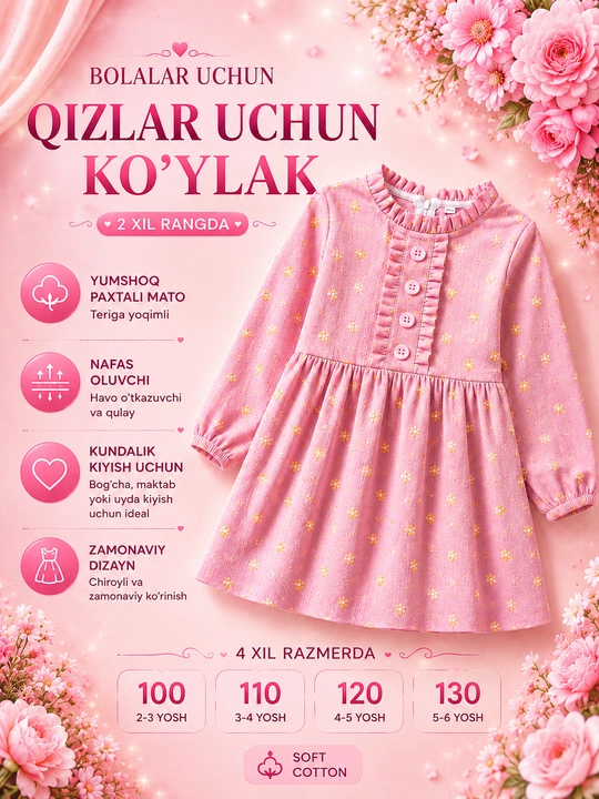 Qizlar uchun kuzgi-qishki ko‘ylaklar, qizlar uchun bayramona ko‘ylaklar xitoycha ko‘ylaklar - 
